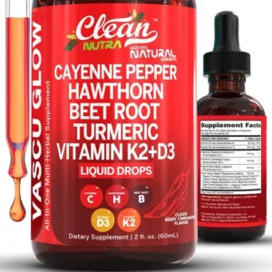 Clean Nutra Organic Cayenne Pepper Liquid Drops Supplement Vitamin D3 K2 60ml